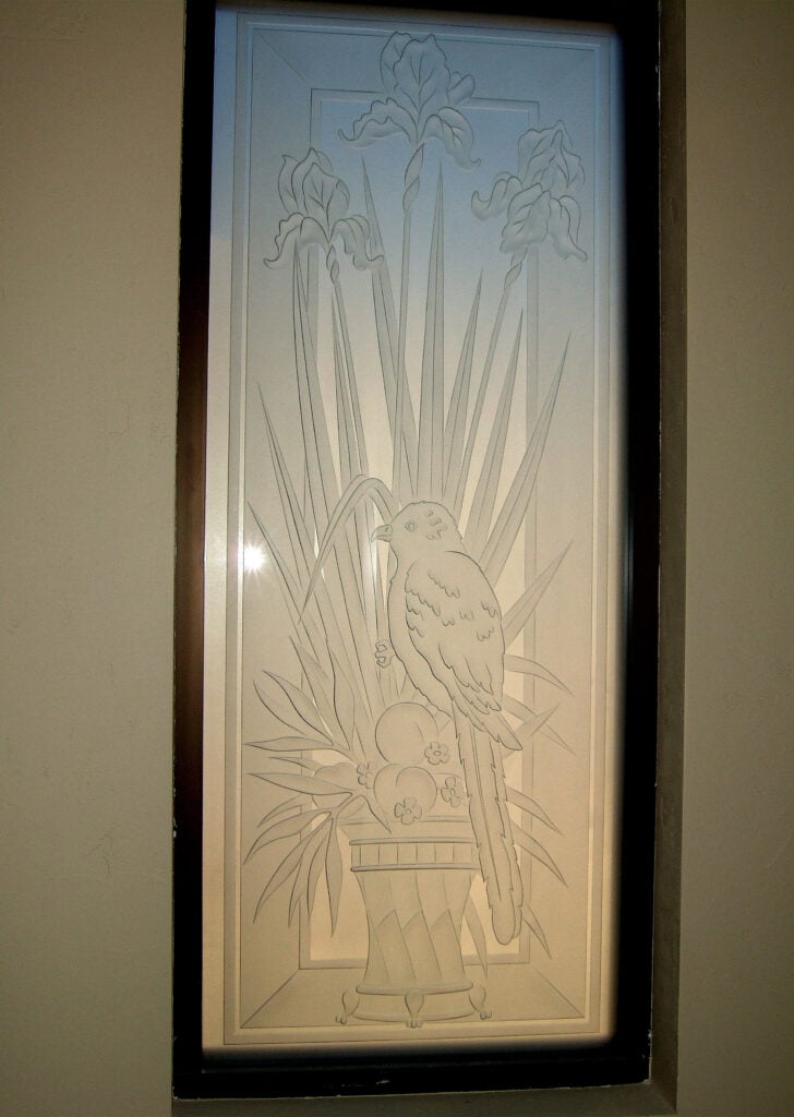 Iris Perch frosted glass Entry Window sans soucie