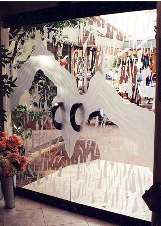 All Glass Front Door with Frosted Glass Abstract Jagged Peaks Design by Sans Soucie
