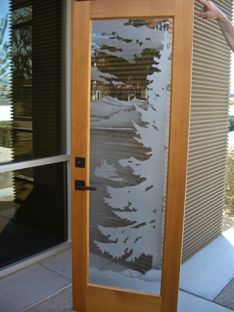 Lake Arrowhead 2D interior door glass insert and frame $2000