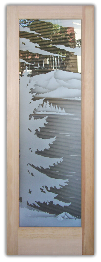 Decorative frosted glass front door Lake Arrowhead 2D Semi-Private