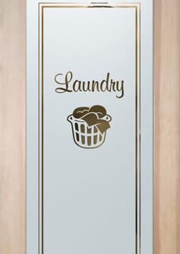 Custom-Designed Decorative Laundry Door with Sandblast Etched Glass by Sans Soucie Art Glass Handcrafted by Glass Artists