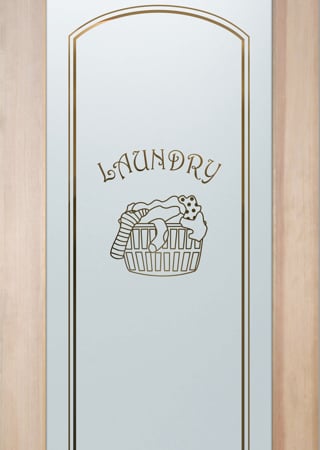 Laundry Room Door showcasing a Frosted Glass Traditional Design with Sandblast Etched Glass Art by Sans Soucie Laundry Basket 3	 Design
