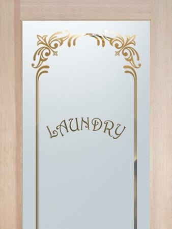 Laundry Room Door showcasing a Frosted Glass Traditional Design with Sandblast Etched Glass Art by Sans Soucie Lenora Harrington Laundry Design