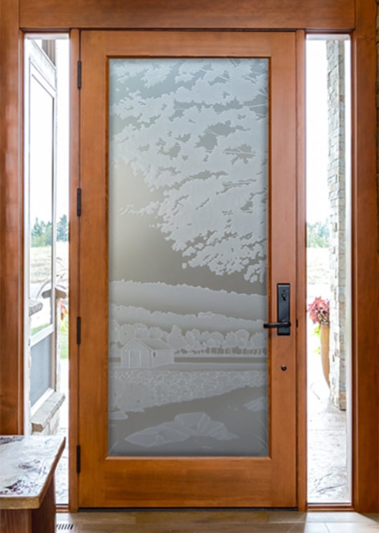 frosted glass door log cabin by sans soucie bohemian style design