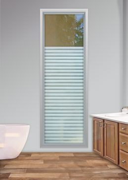 Window with a Frosted Glass Louvres Geometric Design for Semi-Private by Sans Soucie Art Glass