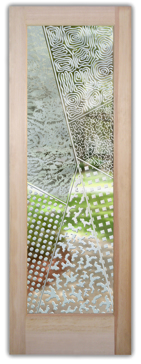 Semi-Private Front Door with Sandblast Etched Glass Art by Sans Soucie Featuring Matrix Angles Abstract Design