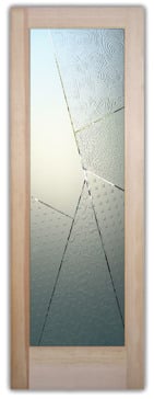 Semi-Private Interior Door with Sandblast Etched Glass Art by Sans Soucie Featuring Matrix Angles Abstract Design