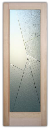 Interior Door showcasing a Frosted Glass Geometric Design with Sandblast Etched Glass Art by Sans Soucie Matrix Angles Design