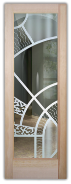 Interior Door with a Frosted Glass Matrix Arcs Geometric Design for Not Private by Sans Soucie Art Glass
