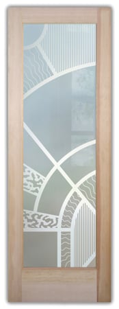 Pantry Door with a Frosted Glass Matrix Arcs Geometric Design for Private by Sans Soucie Art Glass
