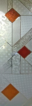 Handcrafted Etched Glass Interior Insert by Sans Soucie Art Glass with Custom Abstract Design Called Matrix Creating Semi-Private