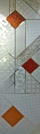 Interior Glass Insert featuring Frosted Glass Design Etched Glass by Sans Soucie Art Glass with Custom Geometric Design Matrix