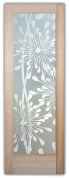 Handmade Sandblasted Frosted Glass Interior Door for Private Featuring a Geometric Design Maypop by Sans Soucie