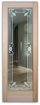 Front Door with a Frosted Glass Miranda  Design for Not Private by Sans Soucie Art Glass