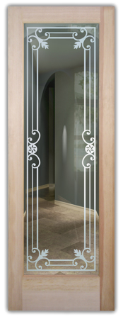 Front Door with a Frosted Glass Miranda Wrought Iron Design for Semi-Private by Sans Soucie Art Glass
