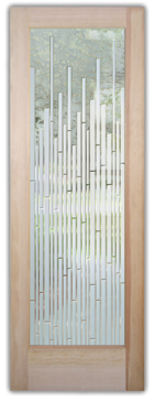 Handcrafted Etched Glass Front Door by Sans Soucie Art Glass with Custom Geometric Design Called Mosaics Creating Semi-Private