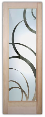 Front Door featuring Frosted Glass Design Etched Glass by Sans Soucie Art Glass with Custom Geometric Design Motion