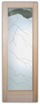 Handmade Sandblasted Frosted Glass Interior Door for Semi-Private Featuring a Landscapes Design Mountains by Sans Soucie