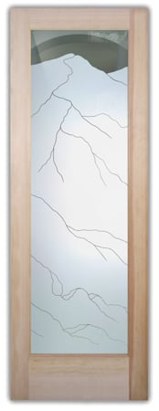 Interior Door featuring a Frosted Glass Desert Design Sandblast Etched Glass Mountains Design by Sans Soucie