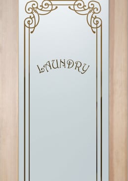 Laundry Door with a Frosted Glass Naples Harrington Traditional Design for Semi-Private by Sans Soucie Art Glass