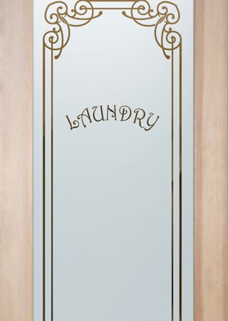 Laundry Room Door with a Frosted Glass Naples Harrington Traditional Design for Semi-Private by Sans Soucie Art Glass