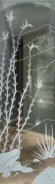 Not Private Interior Insert with Sandblast Etched Glass Art by Sans Soucie Featuring Ocotillo Desert Design