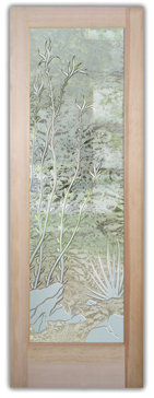Semi-Private Interior Door with Sandblast Etched Glass Art by Sans Soucie Featuring Ocotillo Desert Design