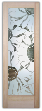 Interior Door with a Frosted Glass OKeefe Floral Design for Semi-Private by Sans Soucie Art Glass