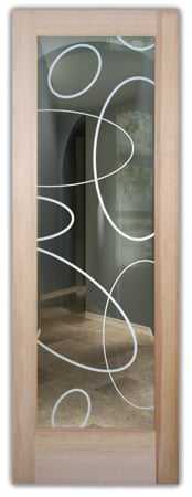 Front Door featuring Frosted Glass Design Etched Glass by Sans Soucie Art Glass with Custom Geometric Design Ovals Overlap