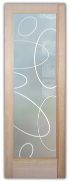 Handcrafted Etched Glass Interior Door by Sans Soucie Art Glass with Custom Geometric Design Called Ovals Overlap Creating Private