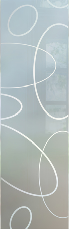 Door Glass Insert featuring Frosted Glass Design Etched Glass by Sans Soucie Art Glass with Custom Geometric Design Ovals Overlap