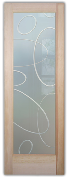 Handcrafted Etched Glass Interior Door by Sans Soucie Art Glass with Custom Geometric Design Called Ovals Overlap Creating Private