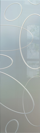 Interior Glass Insert featuring Frosted Glass Design Etched Glass by Sans Soucie Art Glass with Custom Geometric Design Ovals Overlap