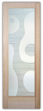 Art Glass Front Door Featuring Sandblast Frosted Glass by Sans Soucie for Private with Geometric Pegasus Design