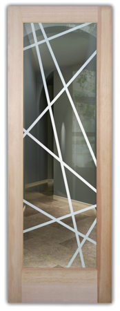 Front Door featuring Frosted Glass Design Etched Glass by Sans Soucie Art Glass with Custom Geometric Design Pick Up