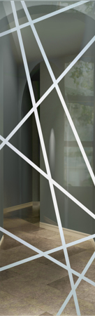 Door Glass Insert featuring Frosted Glass Design Etched Glass by Sans Soucie Art Glass with Custom Geometric Design Pick Up