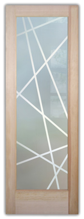 Interior Door featuring Frosted Glass Design Etched Glass by Sans Soucie Art Glass with Custom Geometric Design Pick Up