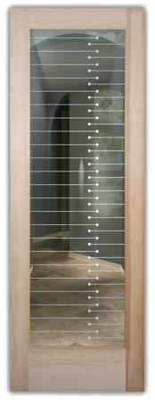Front Door with a sandblast Frosted Glass Geometric Design Custom-Designed Decorative Etched Glass