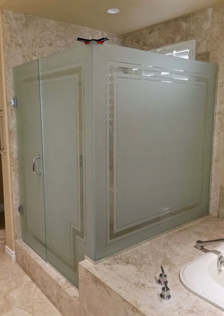 Frosted glass shower enclosure
