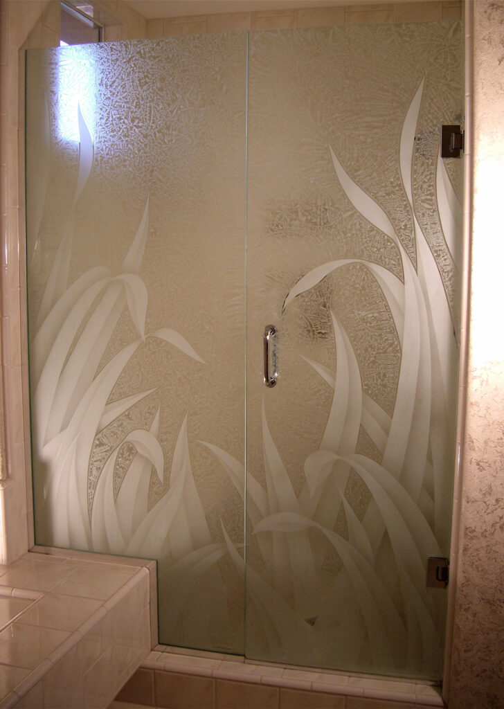 No frame glass shower door.