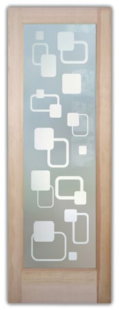 Front Door featuring Frosted Glass Design Etched Glass by Sans Soucie Art Glass with Custom Geometric Design Rhombus