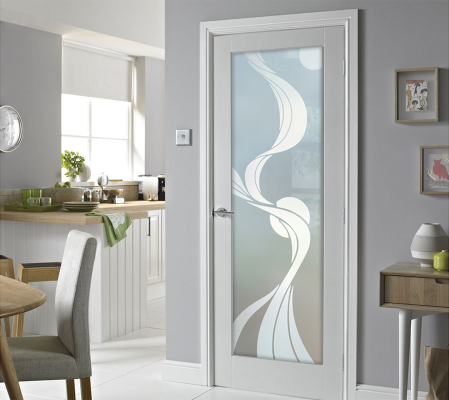 Ribbon Reflection Moons 1D Private Frosted Glass Pantry Door Abstract Interior Glass Door Sans Soucie