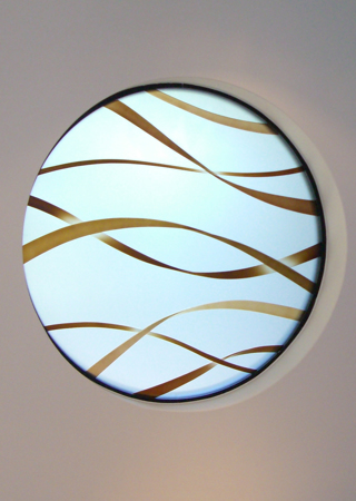 Window with a sandblast Frosted Glass Geometric Design Custom-Designed Decorative Etched Glass