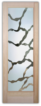Handmade Sandblasted Frosted Glass Interior Door for Semi-Private Featuring a Abstract Design Rivulet by Sans Soucie