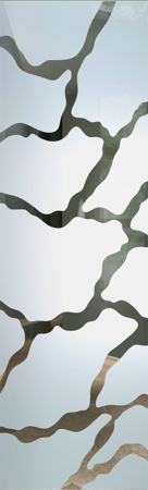 Door Glass Insert featuring a Frosted Glass Abstract Design Sandblast Etched Glass Rivulet Design by Sans Soucie