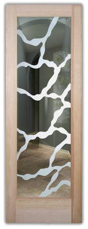 Front Door featuring a Frosted Glass Abstract Design Sandblast Etched Glass Rivulet Design by Sans Soucie