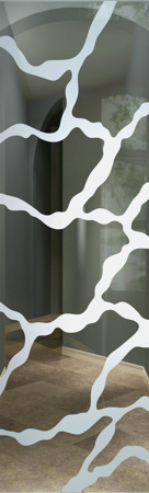 Door Glass Insert featuring a Frosted Glass Abstract Design Sandblast Etched Glass Rivulet Design by Sans Soucie