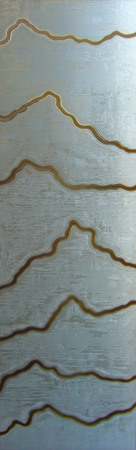 Door Glass Insert showcasing a Frosted Glass Abstract Design with Sandblast Etched Glass Art by Sans Soucie Serrated Design