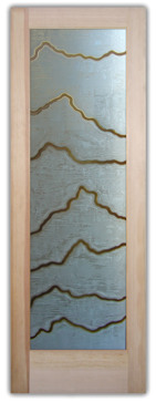 Not Private Interior Door with Sandblast Etched Glass Art by Sans Soucie Featuring Serrated Abstract Design