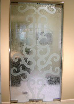 Interior Glass Door with a Frosted Glass Seville Traditional Design for Semi-Private by Sans Soucie Art Glass